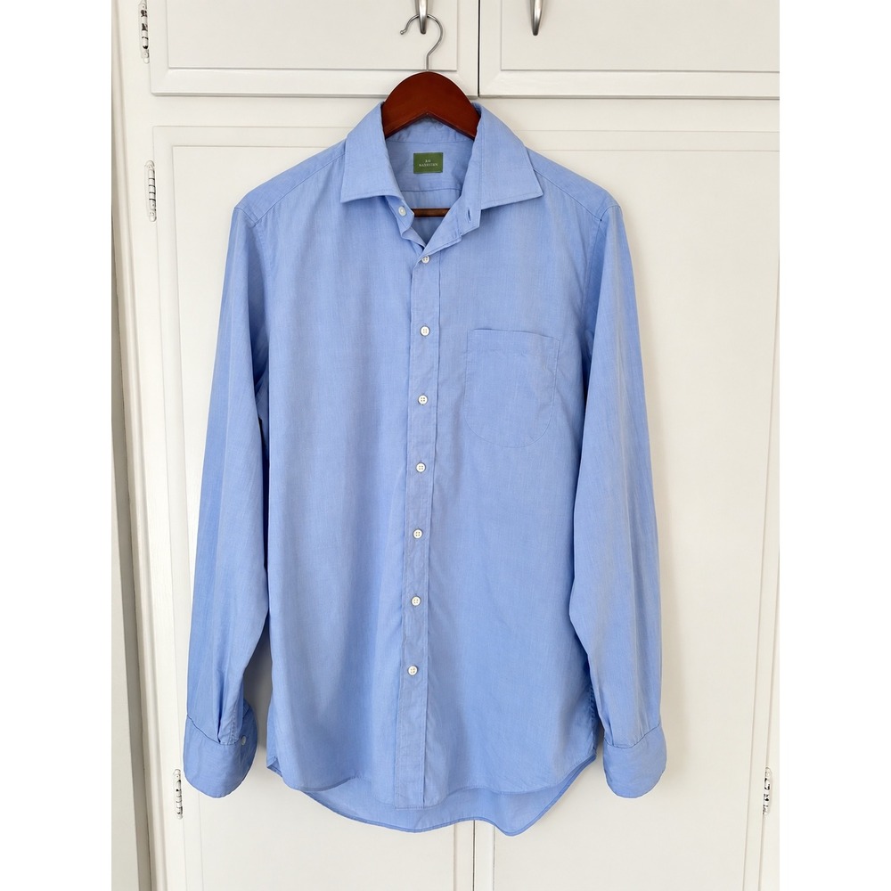 Sid Mashburn Mens Blue Cotton Button Down Shirt Size M Long Sleeve
